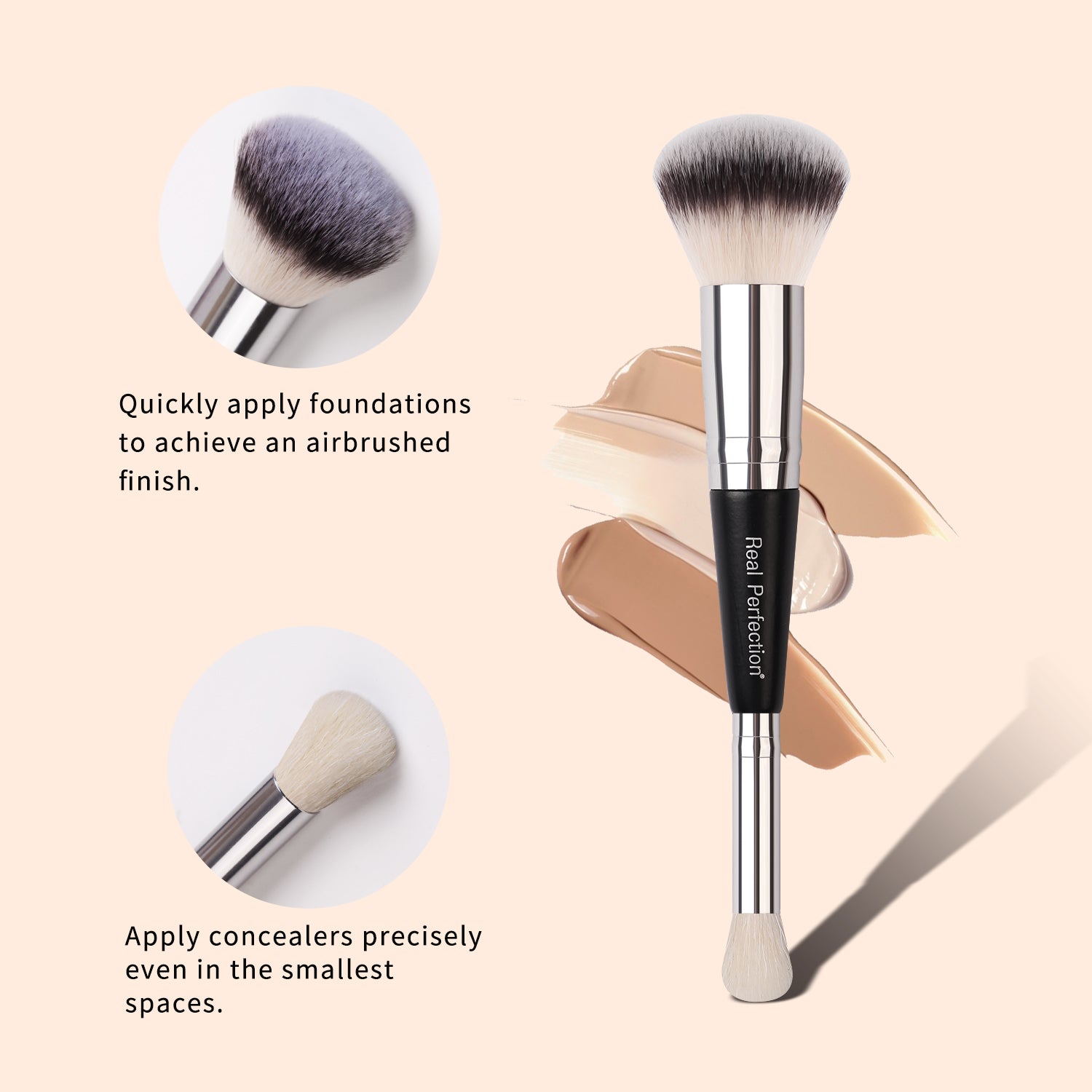 Conjunto de 3 peças de pincel kabuki para base, pincel e esponja