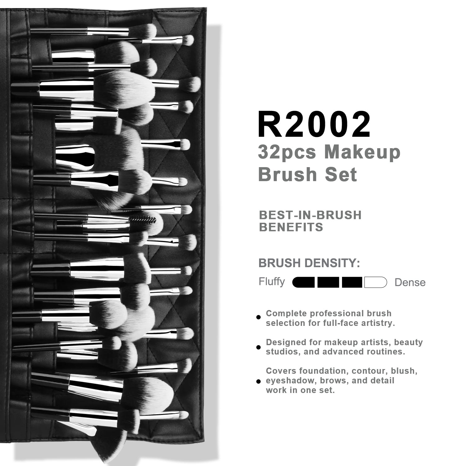 Kit com 32 pincéis de maquiagem para maquiadores profissionais e professores de beleza
